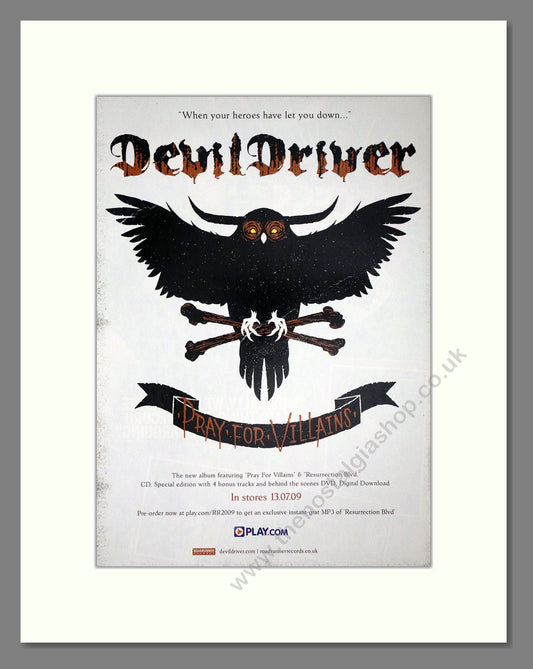 Devil Driver - Pray For Villains. Vintage Advert 2009 (ref AD64723)