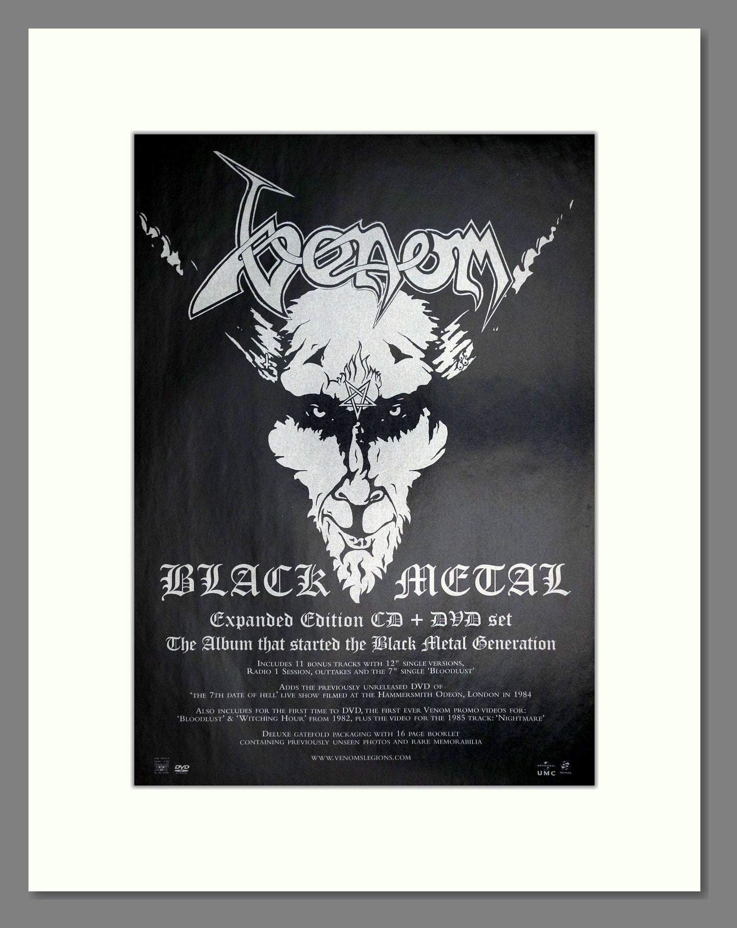 Venom - Black Metal. Vintage Advert 2009 (ref AD64725)