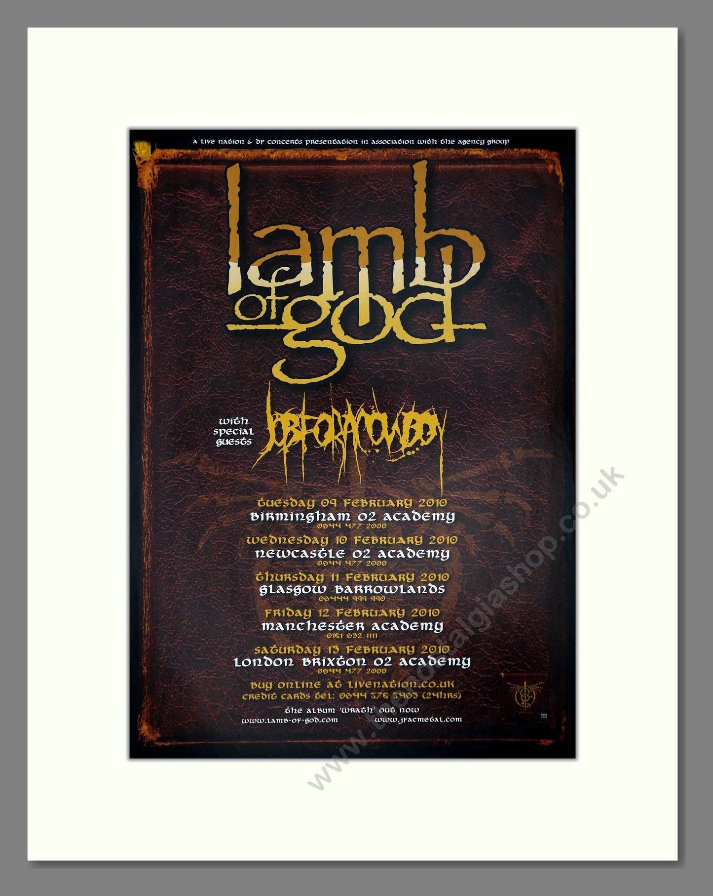 Lamb Of God - UK Tour. Vintage Advert 2010 (ref AD64730)