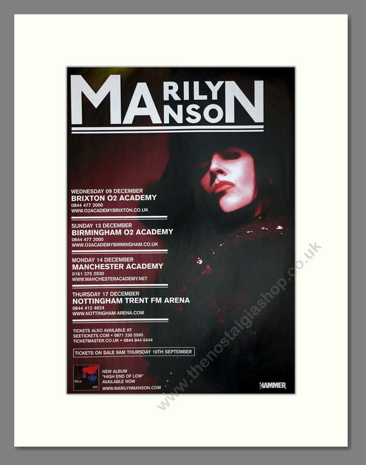 Marilyn Manson - UK Tour. Vintage Advert 2009 (ref AD64731)