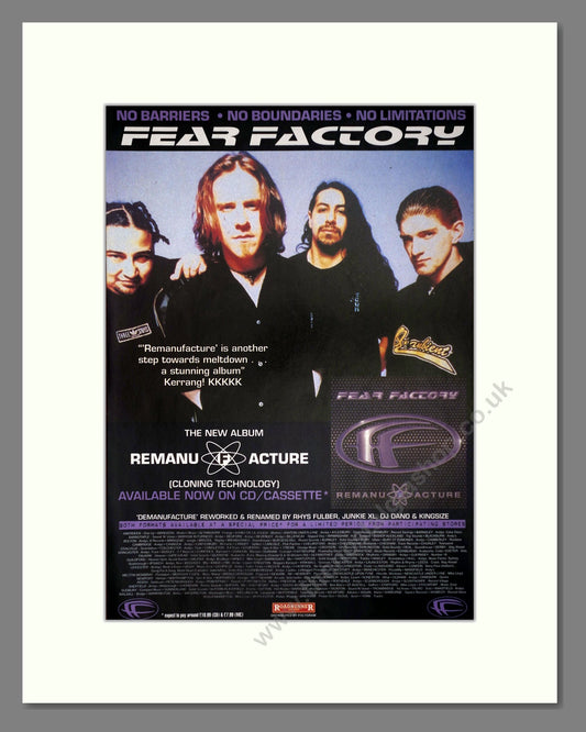 Fear Factory - Remanufacture. Vintage Advert 1997 (ref AD64744)