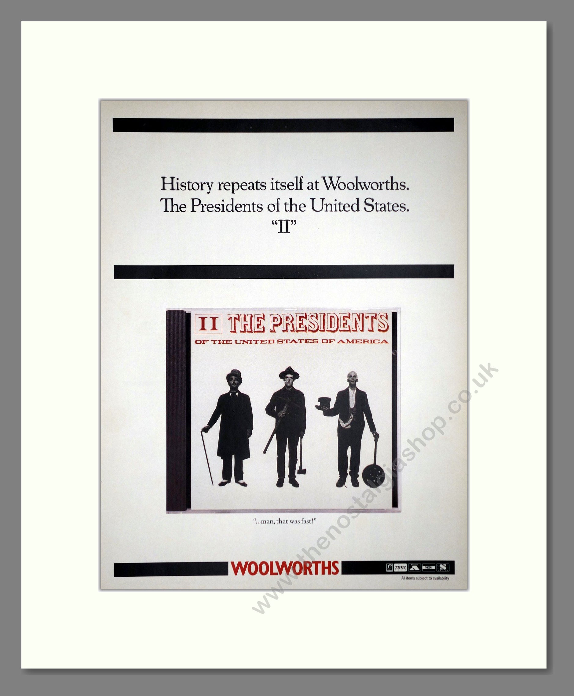 Presidents Of The United States Of America (The) - II. Vintage Advert 1996 (ref AD64769)
