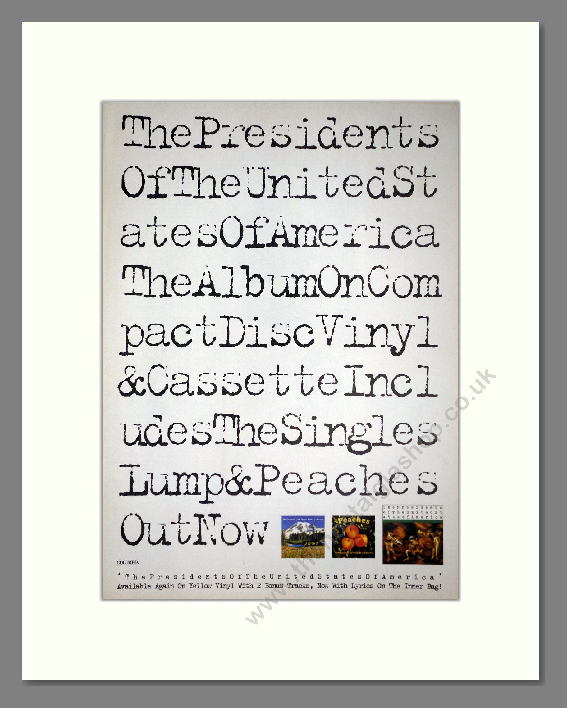 Presidents Of The United States Of America (The) - Debut Album. Vintage Advert 1996 (ref AD64771)