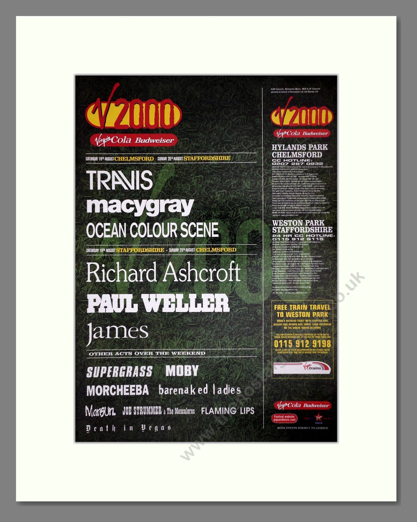 V2000 Festival - Line Up. Vintage Advert 2000 (ref AD64807)