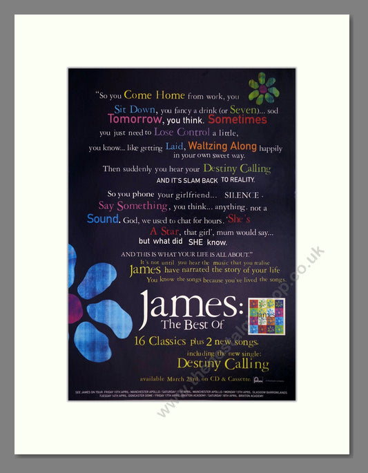 James - Best Of. Vintage Advert 1998 (ref AD64819)