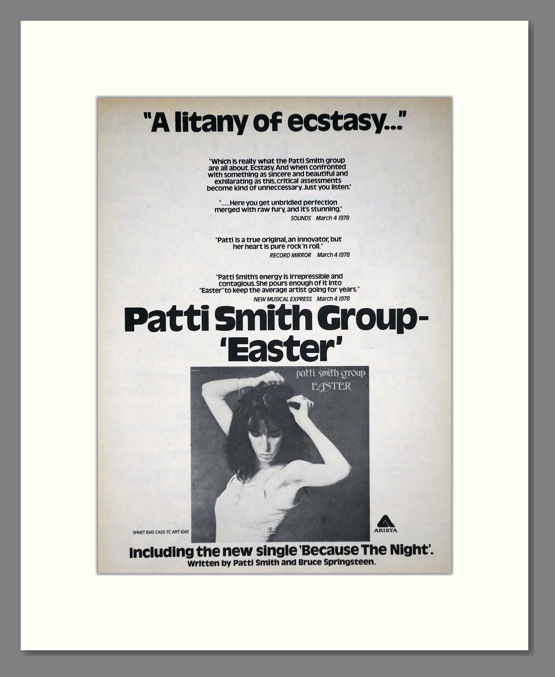 Patti Smith - Easter. Vintage Advert 1978 (ref AD64825)