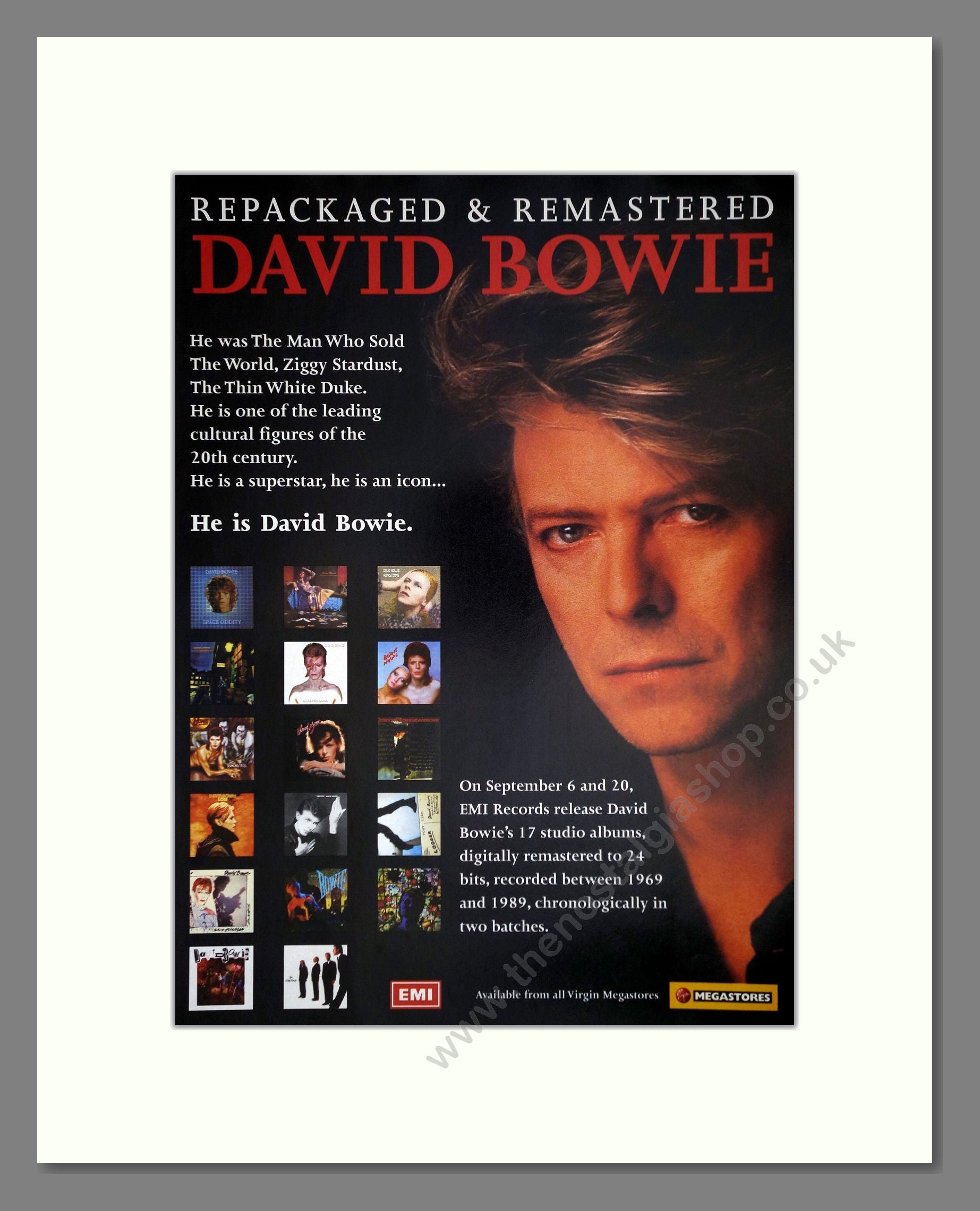 David Bowie - Remastered Albums. Vintage Advert 1999 (ref AD64834)