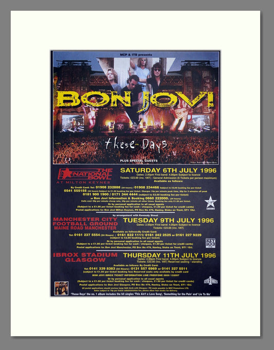 Bon Jovi - UK Tour. Vintage Advert 1996 (ref AD64850)