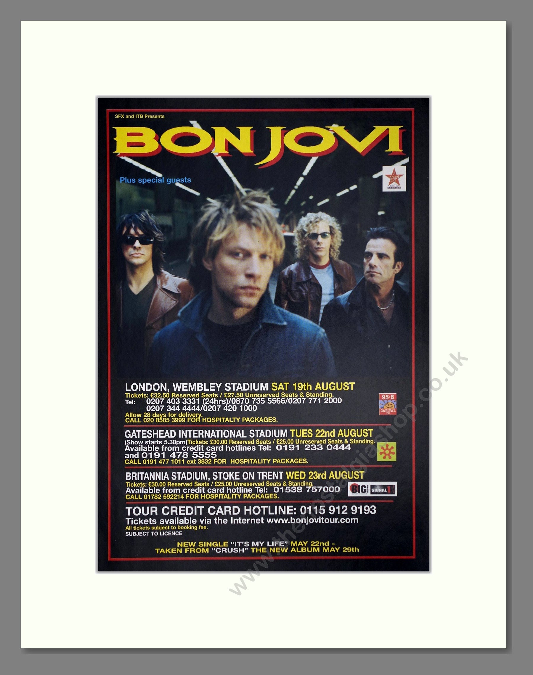 Bon Jovi - UK Tour. Vintage Advert 2000 (ref AD64852)