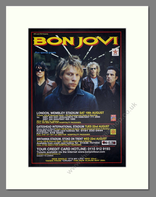Bon Jovi - UK Tour. Vintage Advert 2000 (ref AD64852)