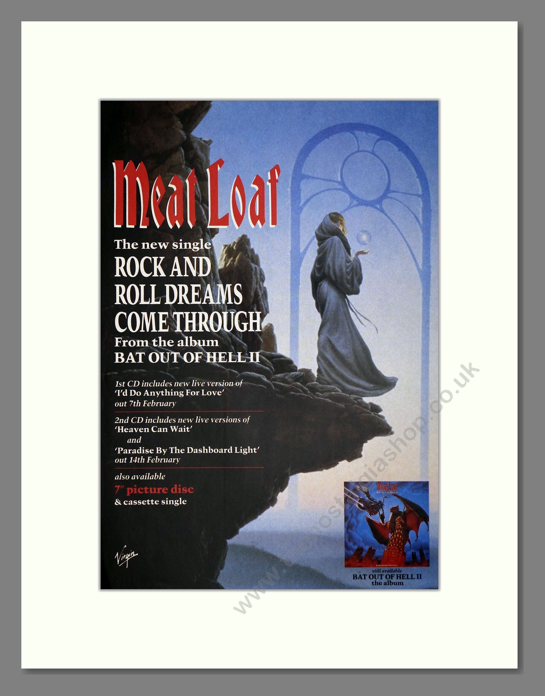Meat Loaf - Rock And Roll Dreams Come Through. Vintage Advert 1994 (ref AD64854)