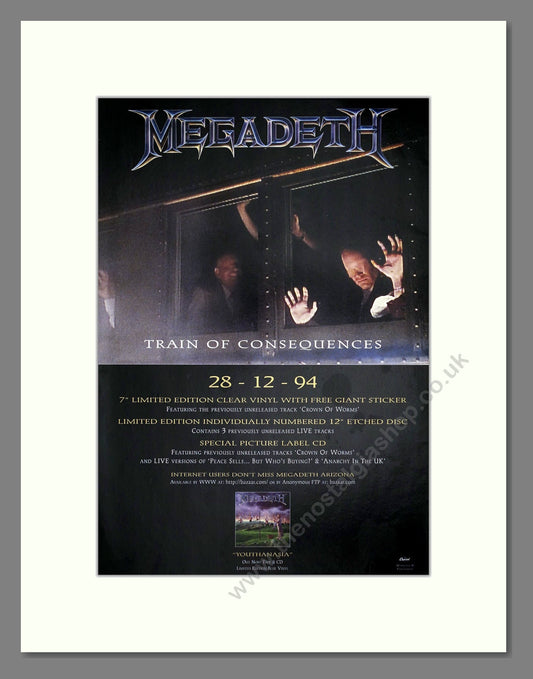 Megadeth - Train Of Consequences. Vintage Advert 1994 (ref AD64858)