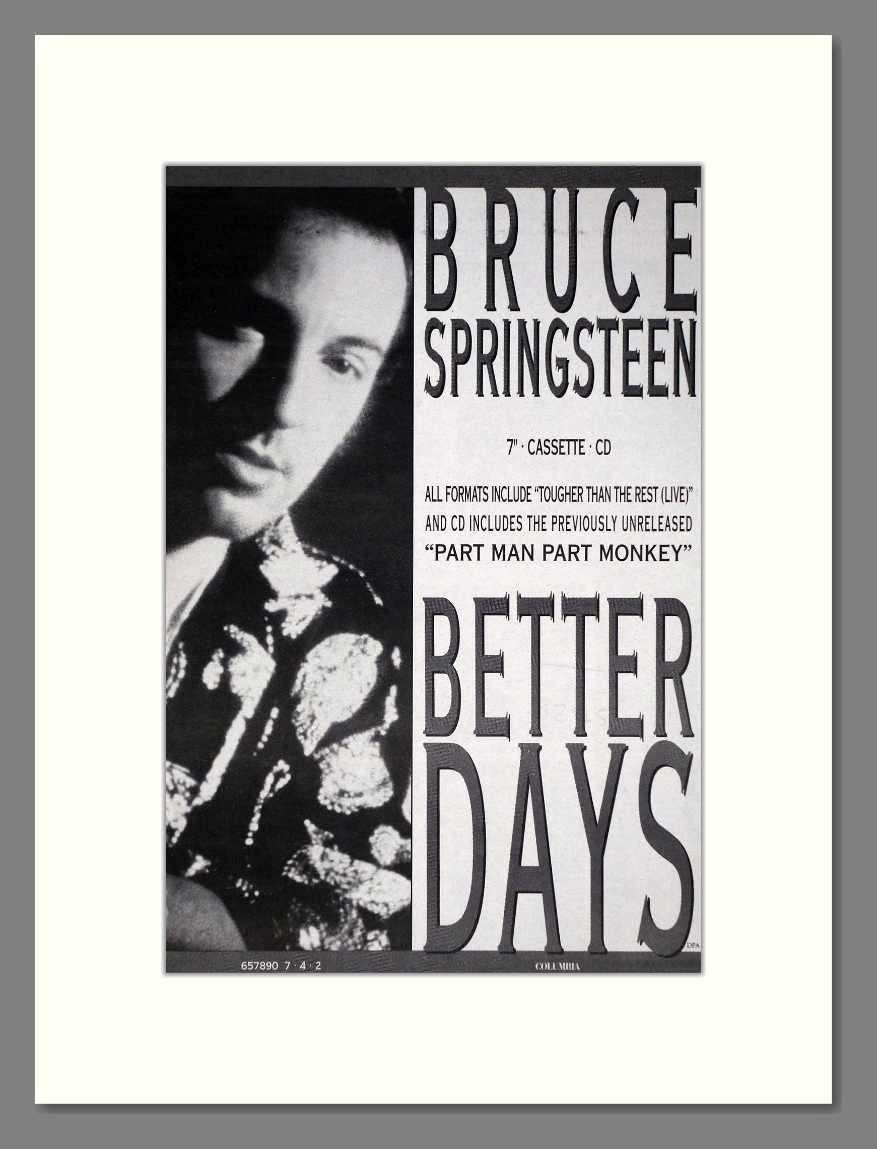 Bruce Springsteen - Better Days. Vintage Advert 1992 (ref AD64862)