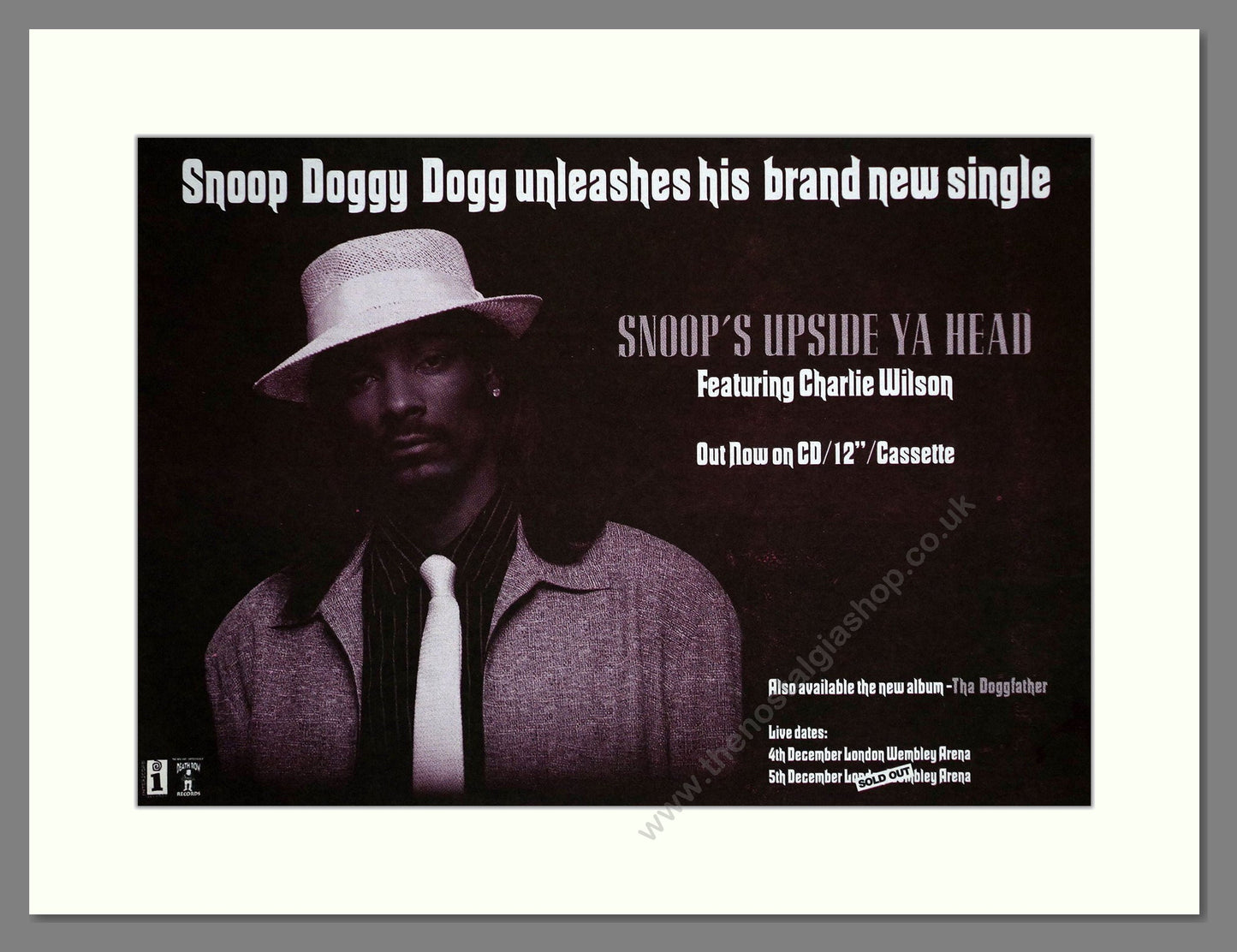 Snoop Doggy Dogg - Snoop's Upside Ya Head. Vintage Advert 1996 (ref AD64864)