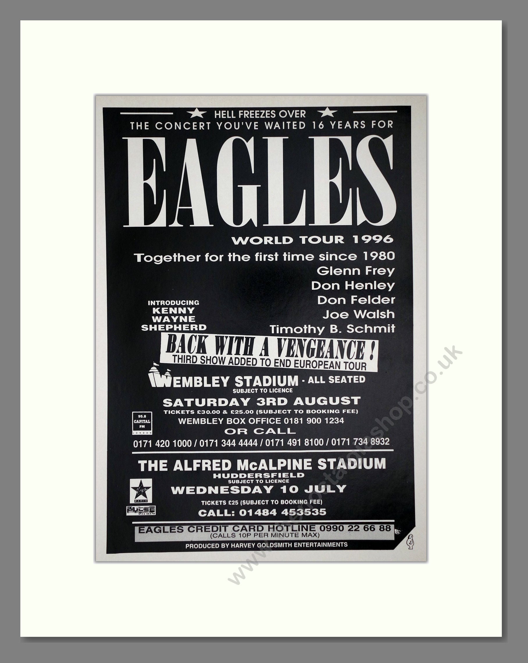 Eagles - UK Tour. Vintage Advert 1996 (ref AD64876)