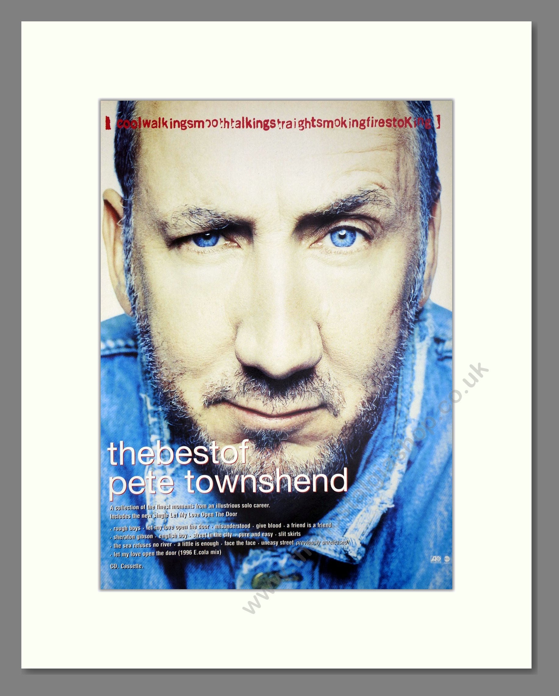 Pete Townshend - Best Of. Vintage Advert 1996 (ref AD64880)