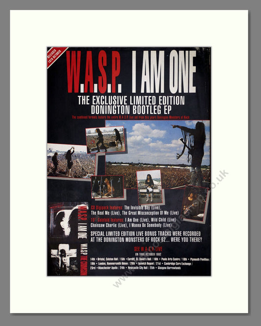 WASP - I Am One Donington Bootleg. Vintage Advert 1992 (ref AD64890)