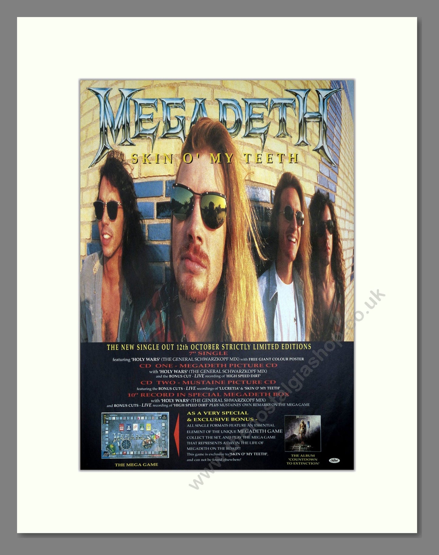 Megadeth - Skin O My Teeth. Vintage Advert 1992 (ref AD64892)