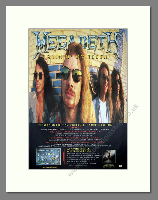 Megadeth - Skin O My Teeth. Vintage Advert 1992 (ref AD64892)