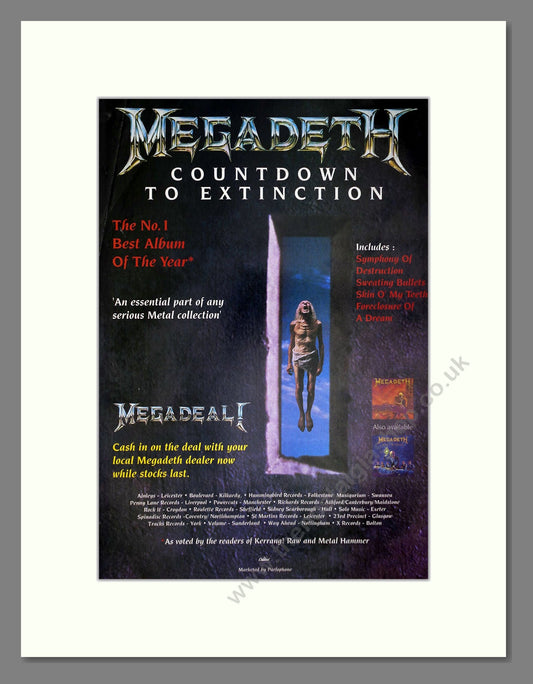 Megadeth - Countdown To Extinction. Vintage Advert 1993 (ref AD64893)