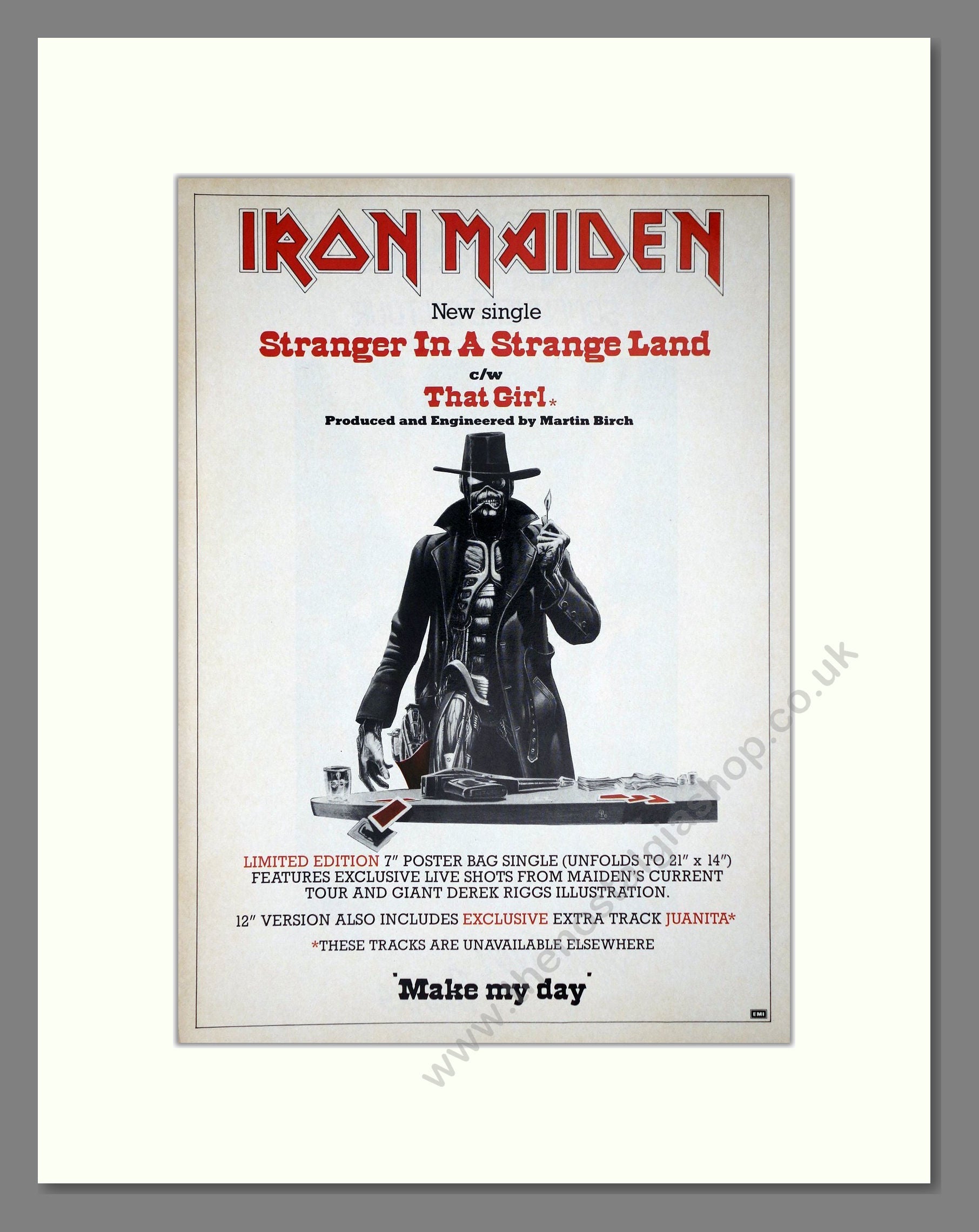 Iron Maiden - Stranger In A Strange Land. Vintage Advert 1986 (ref AD64894)