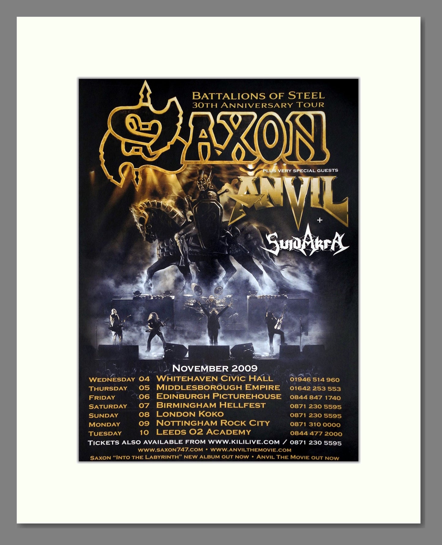 Saxon - UK Tour. Vintage Advert 2009 (ref AD64899)