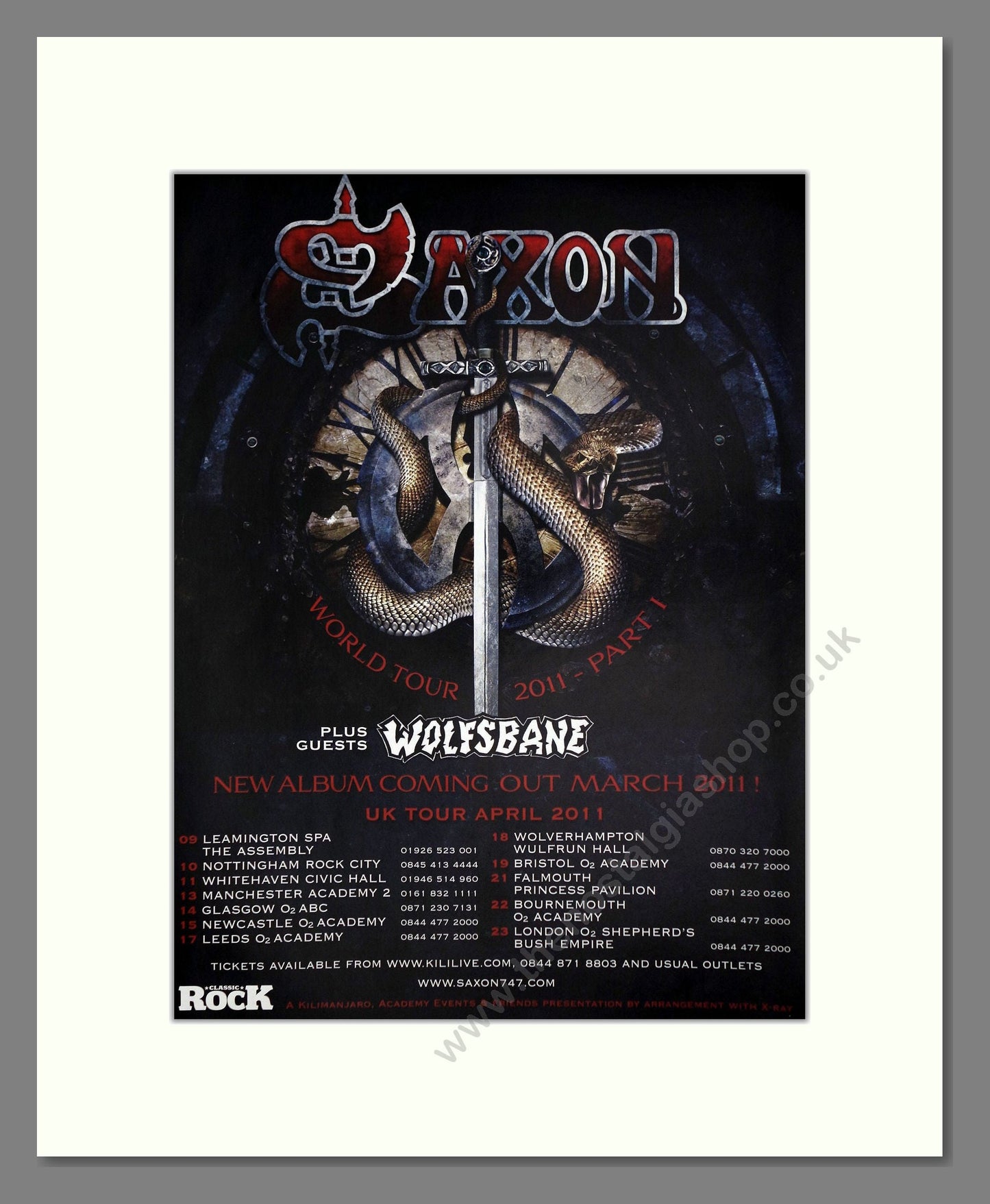 Saxon - UK Tour. Vintage Advert 2011 (ref AD64900)