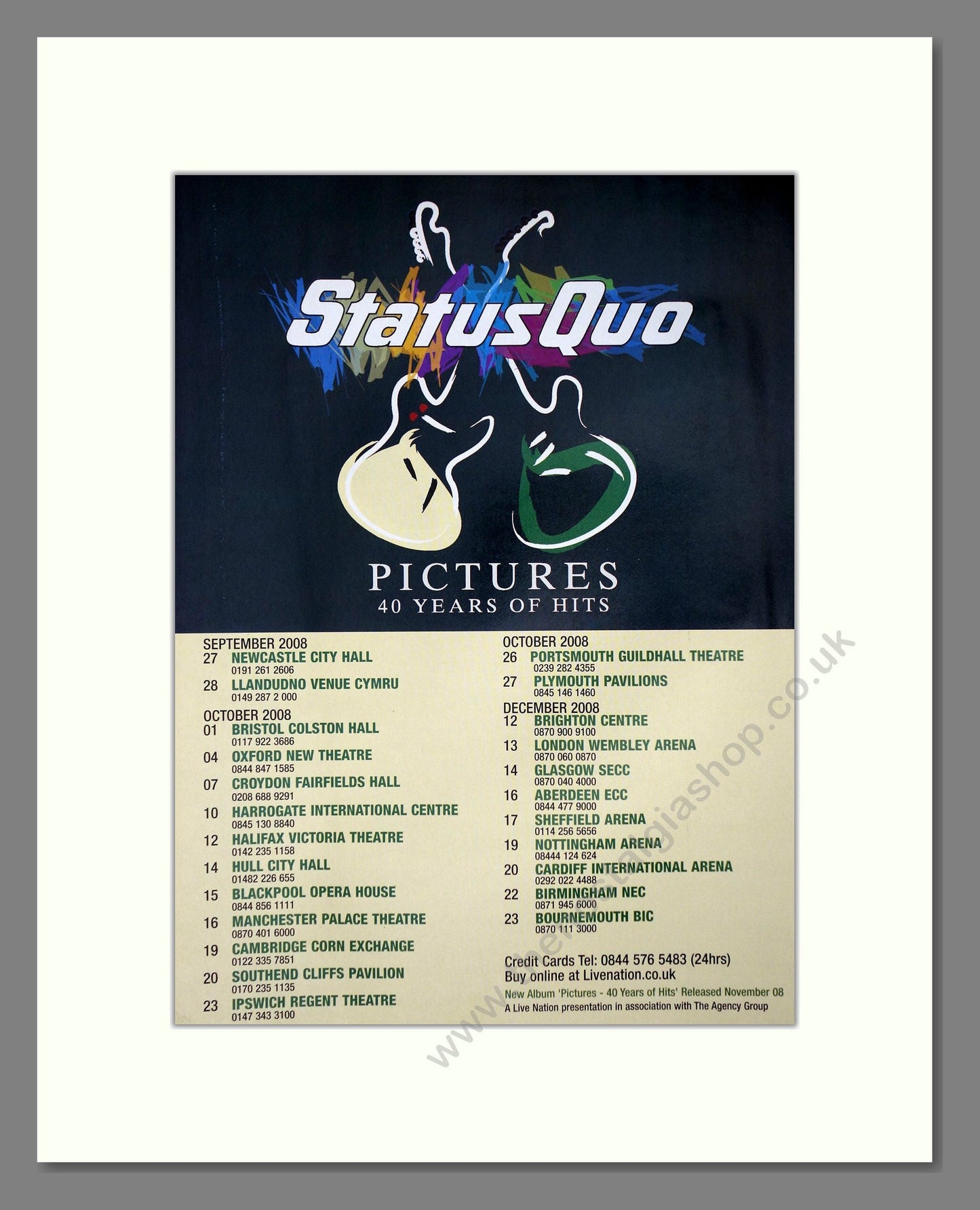 Status Quo - UK Tour. Vintage Advert 2008 (ref AD64910)