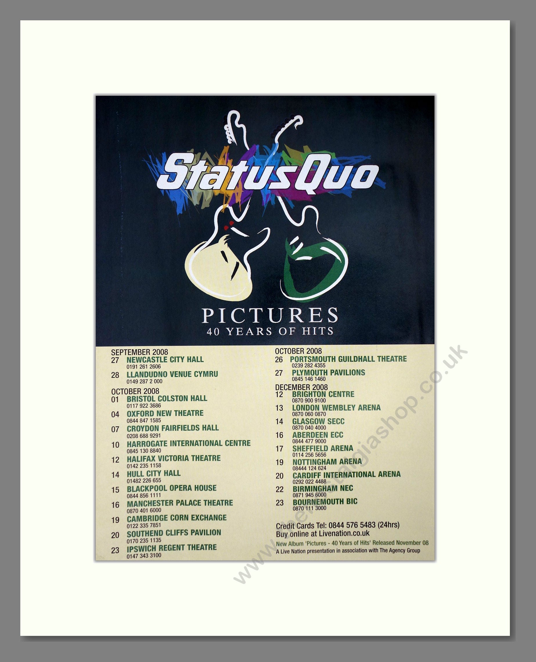 Status Quo - UK Tour. Vintage Advert 2008 (ref AD64910)