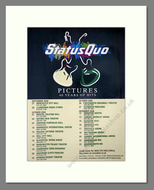 Status Quo - UK Tour. Vintage Advert 2008 (ref AD64910)