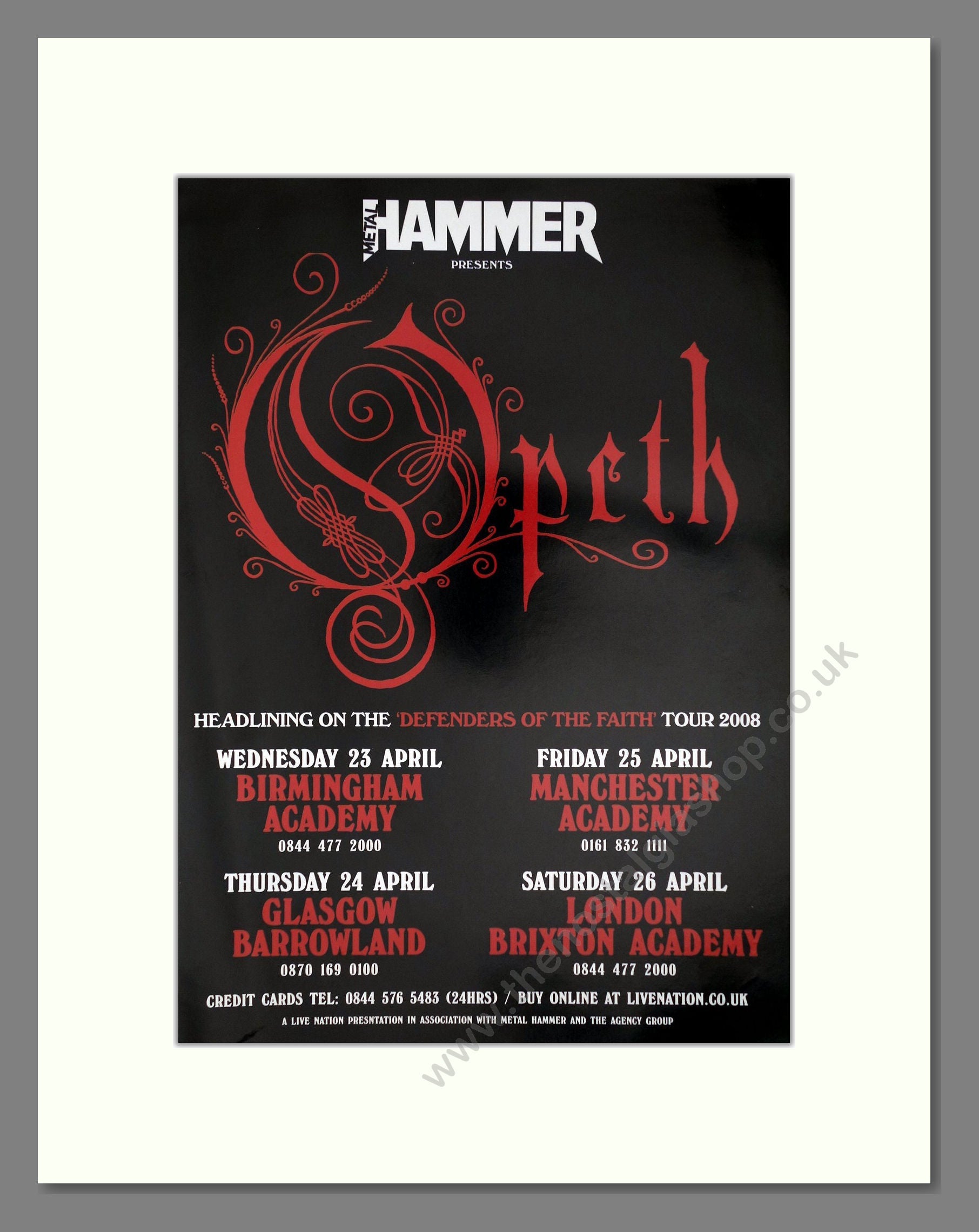 Opeth - UK Tour. Vintage Advert 2008 (ref AD64911)