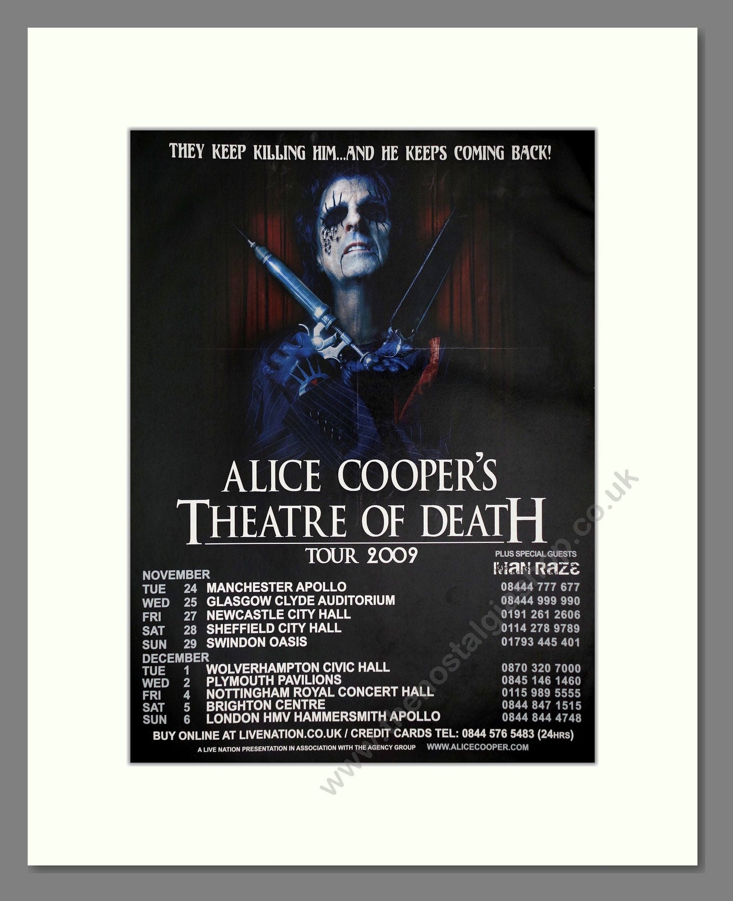 Alice Cooper - UK Tour. Vintage Advert 2009 (ref AD64912)