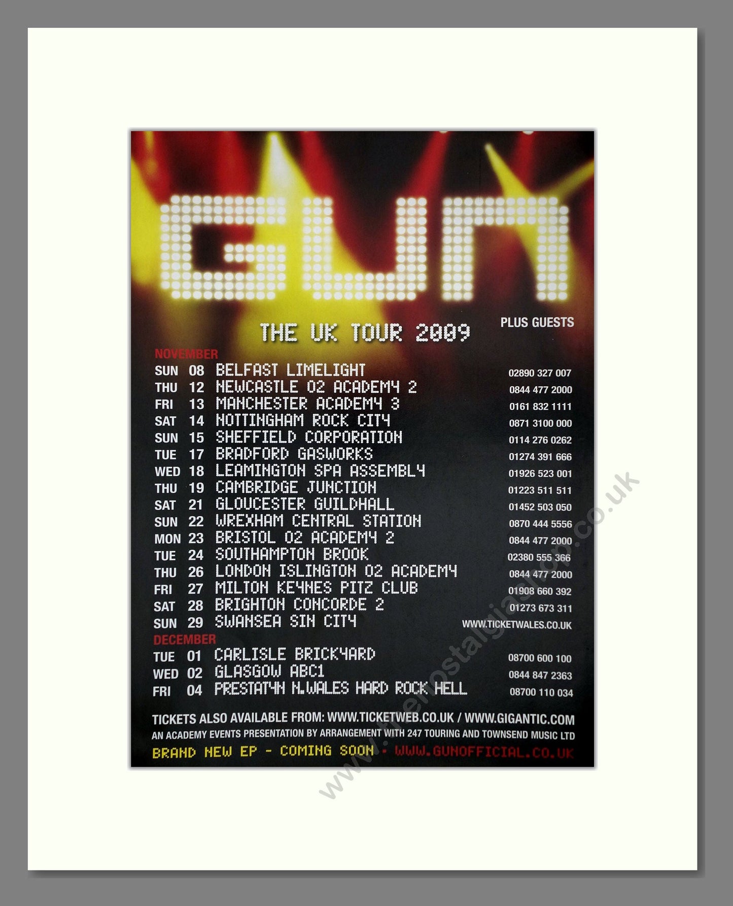 Gun - UK Tour. Vintage Advert 2009 (ref AD64927)