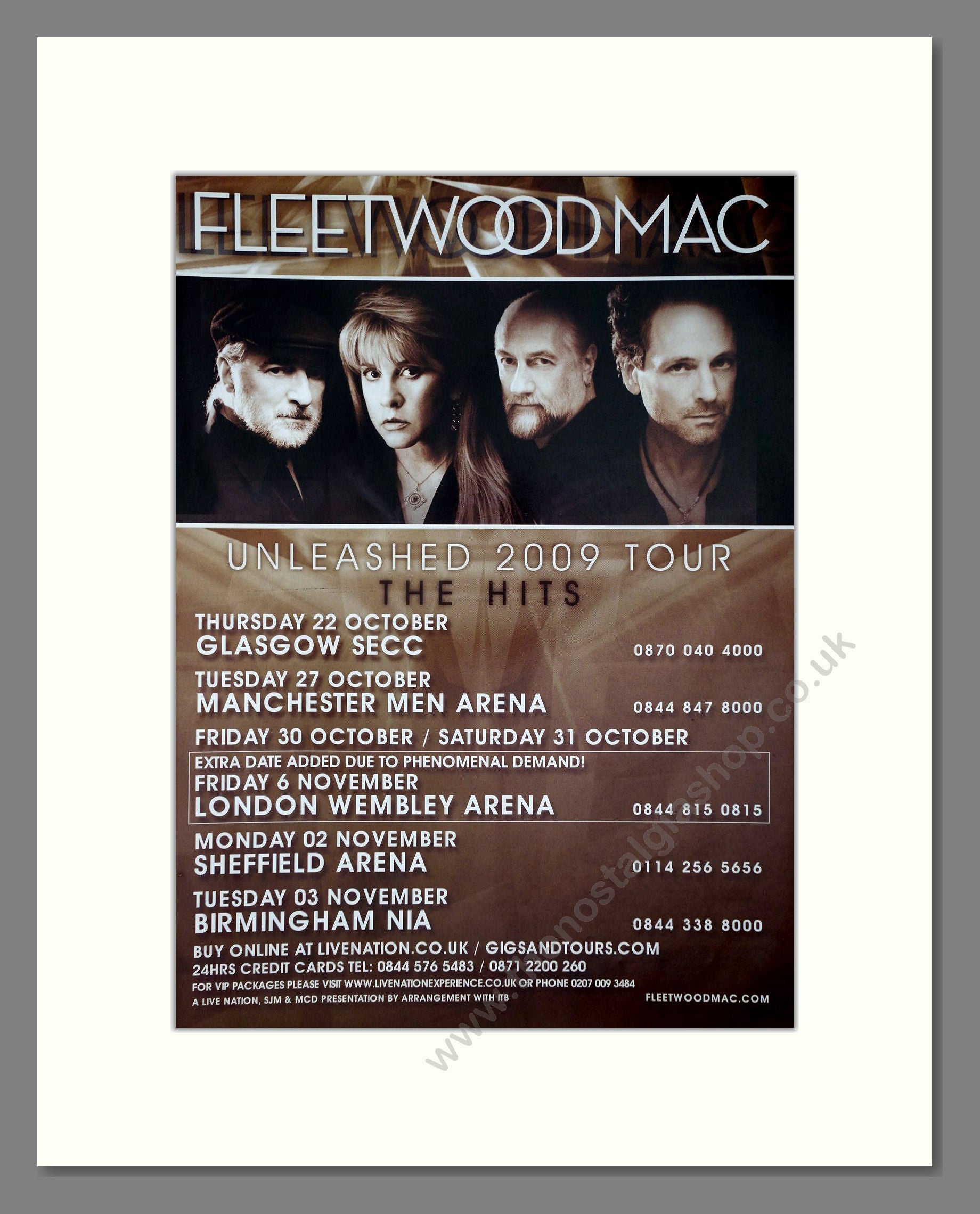 Fleetwood Mac - UK Tour. Vintage Advert 2009 (ref AD64928)