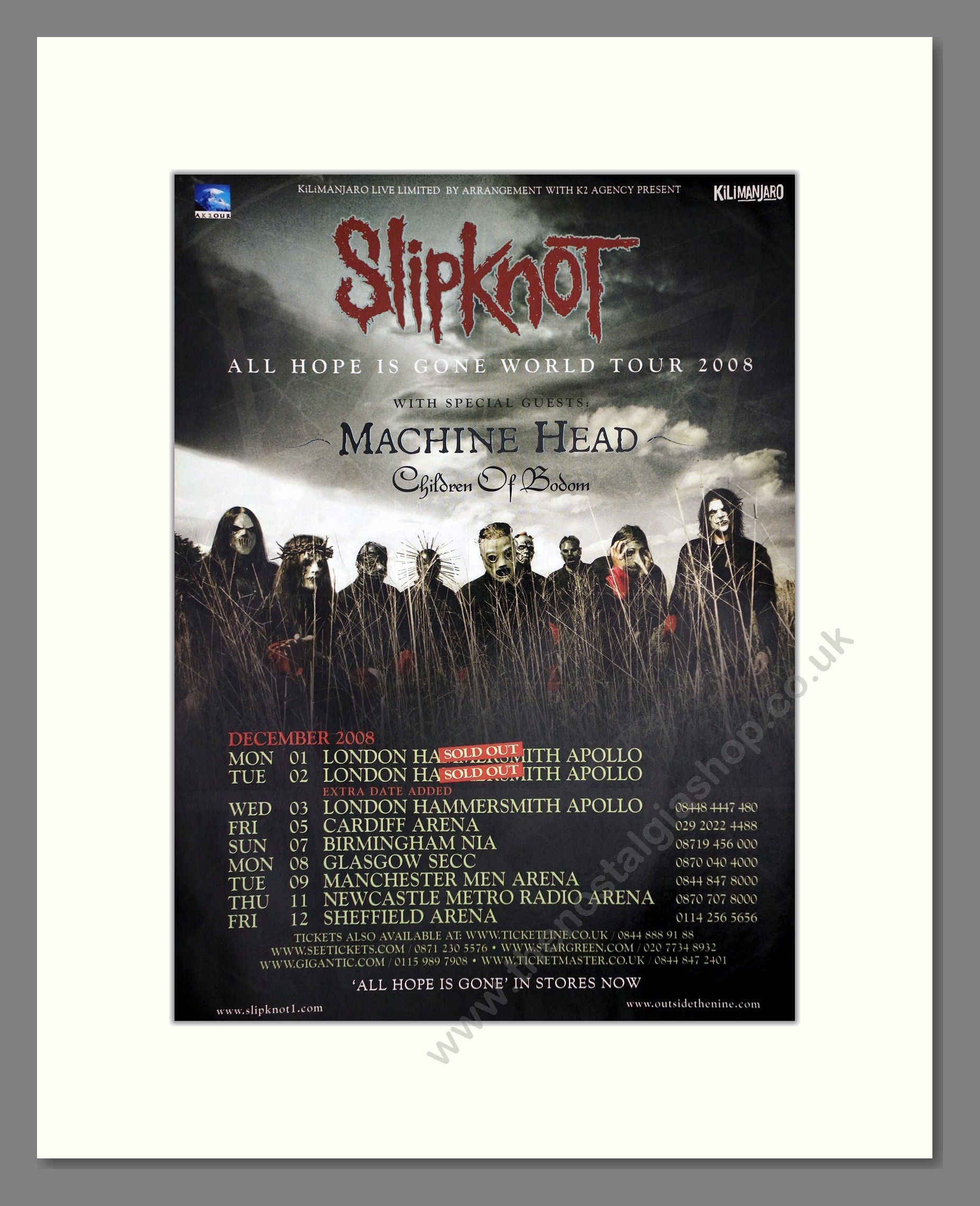 Slipknot - UK Tour. Vintage Advert 2008 (ref AD64933)