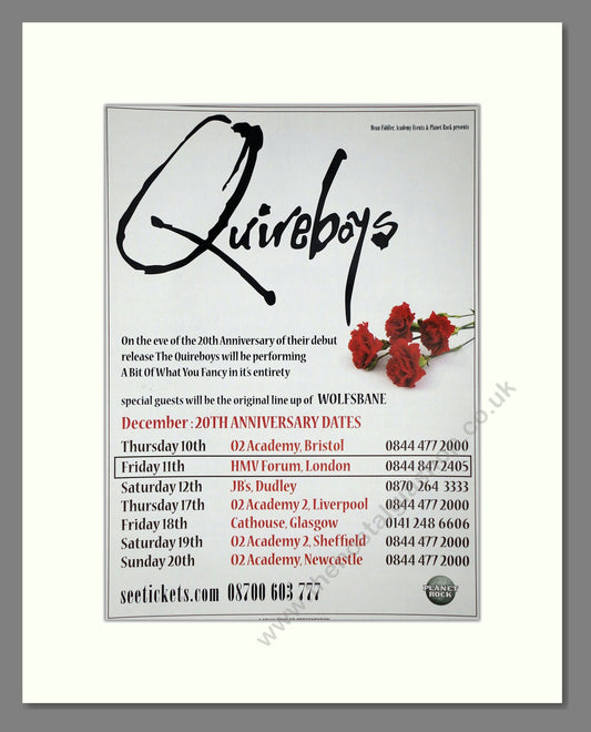 Quireboys - UK Tour. Vintage Advert 2009 (ref AD64943)