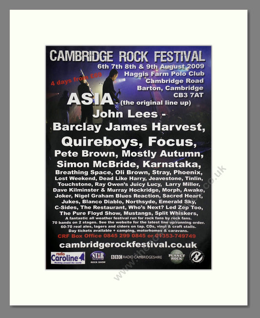 Cambridge Rock Festival - Line Up. Vintage Advert 2009 (ref AD64951)