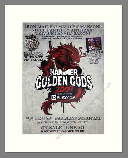 Various Artists - Metal Hammer Golden Gods. Vintage Advert 2009 (ref AD64955)