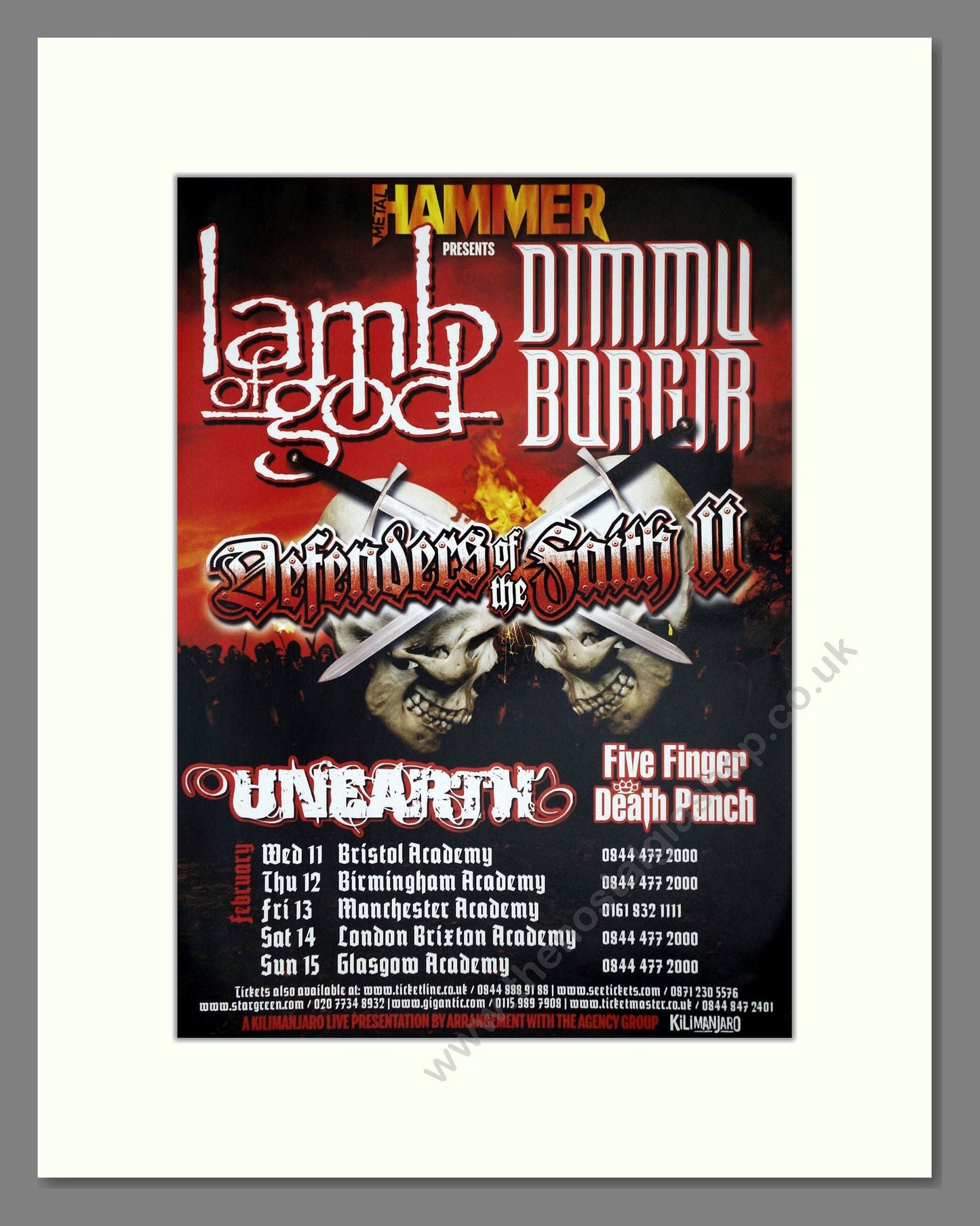 Defenders Of The Faith II (Lamb Of God) - UK Tour. Vintage Advert 2009 (ref AD64957)