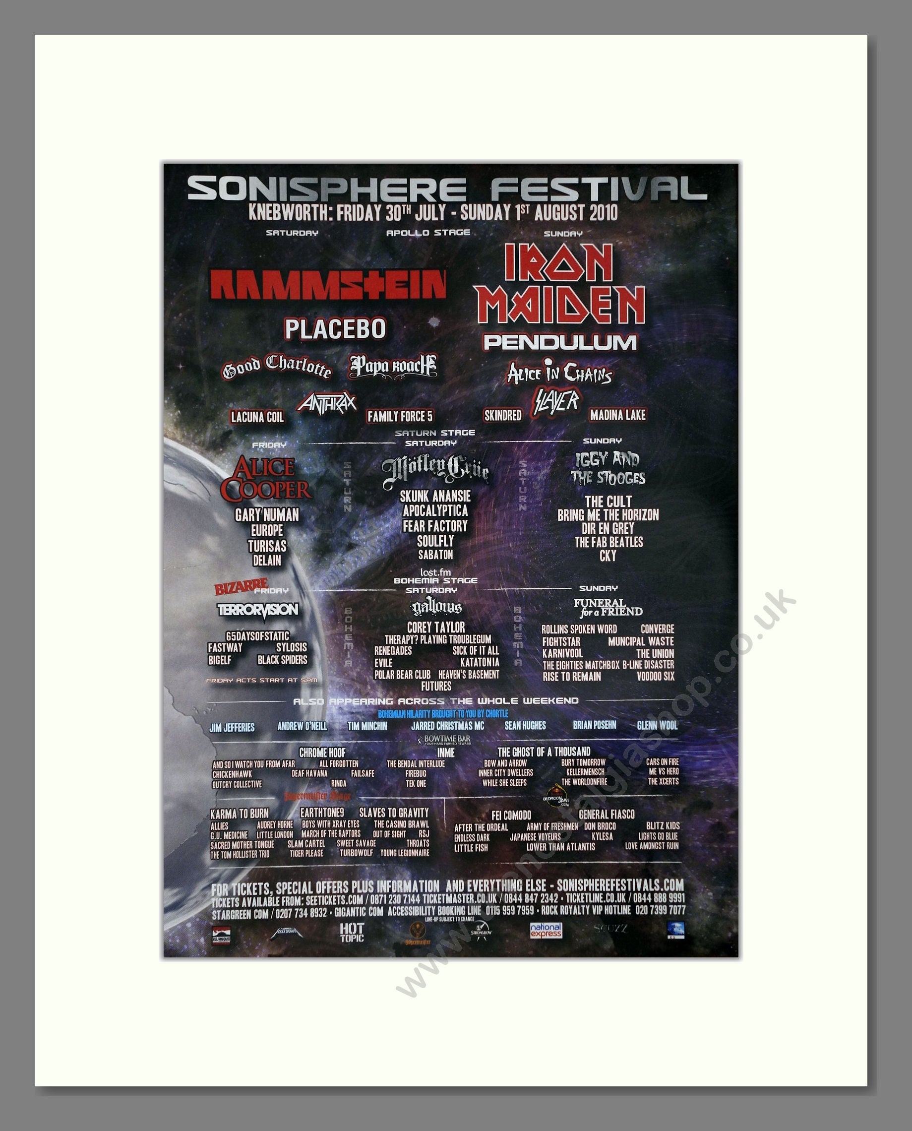 Sonisphere Festival - Line Up. Vintage Advert 2010 (ref AD64960)