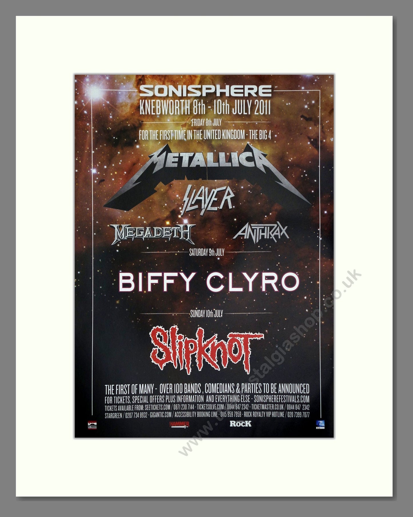 Sonisphere Festival - Line Up. Vintage Advert 2011 (ref AD64962)
