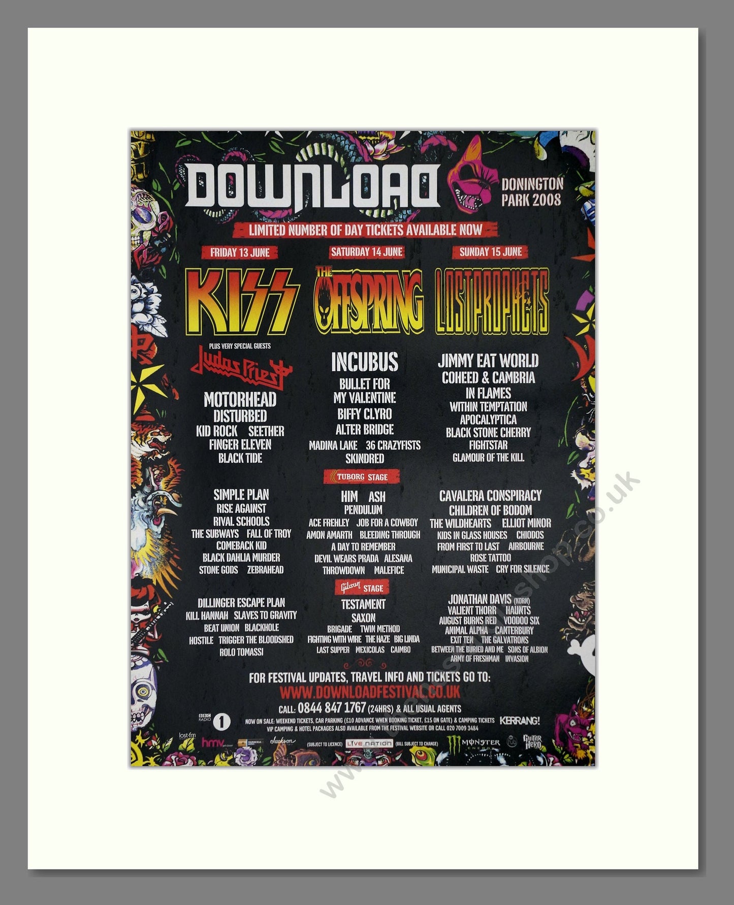 Download Festival - Line Up. Vintage Advert 2008 (ref AD64967)