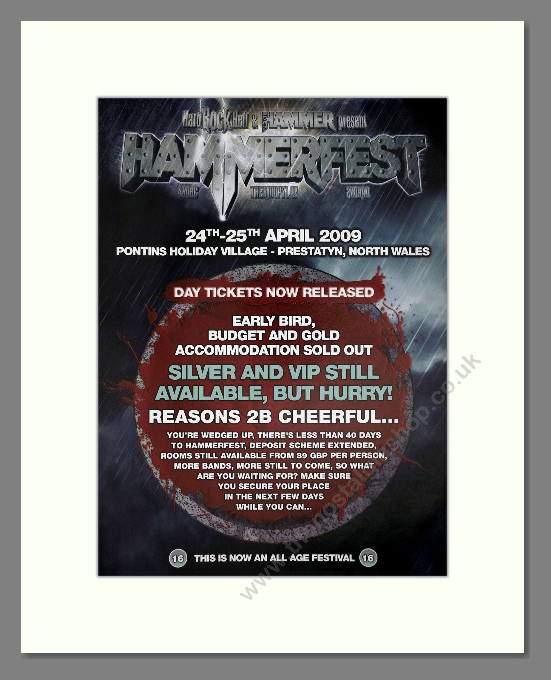 Hammerfest Festival - Line Up (Double Advert). Vintage Advert 2009 (ref AD64971)