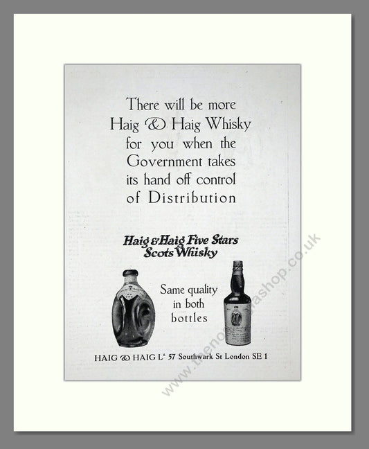 Haig And Haig - Five Stars Scots Whisky. Vintage Advert 1919 (ref AD64999)