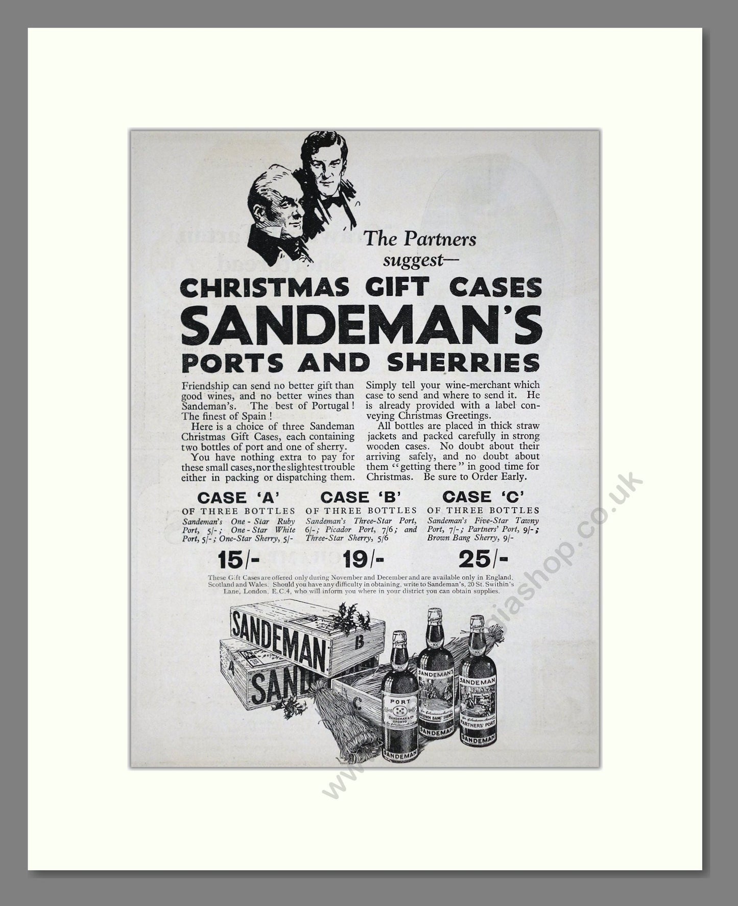 Sandeman's - Ports And Sherries. Vintage Advert 1926 (ref AD65041)
