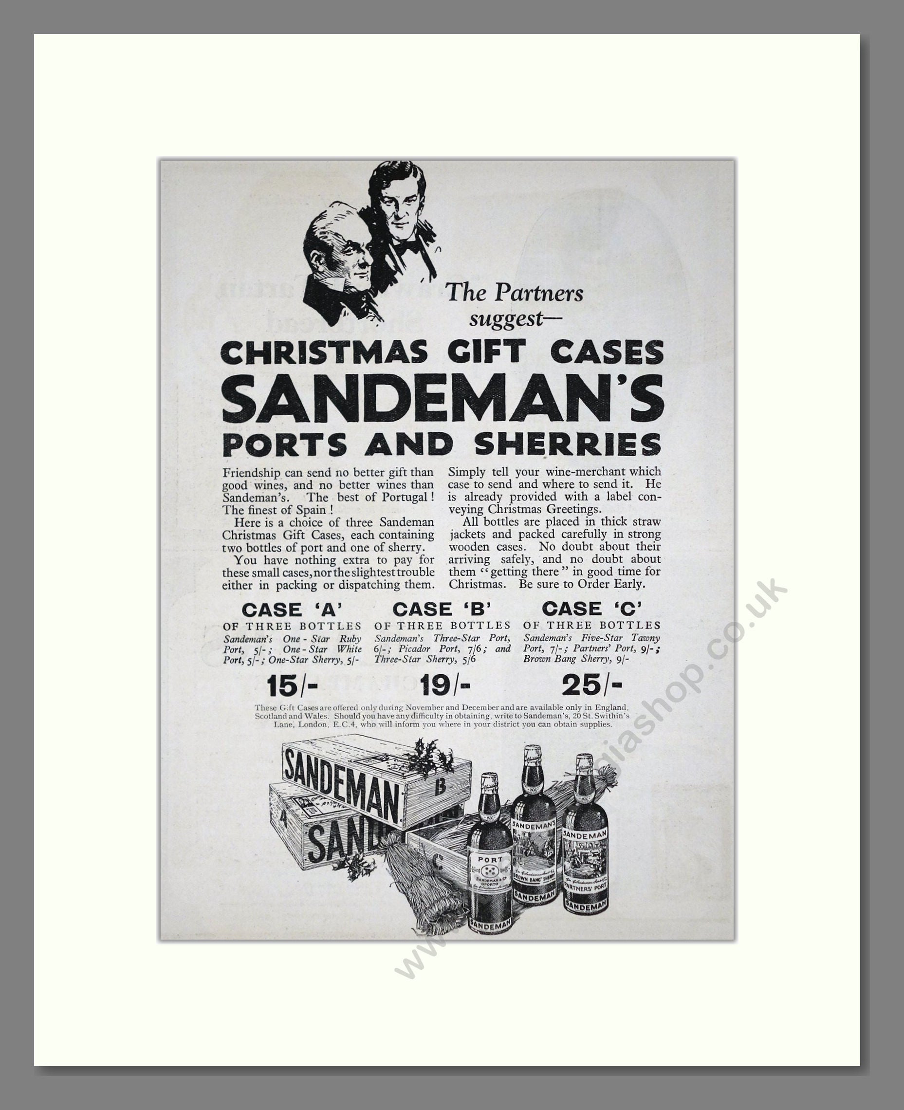 Sandeman's - Ports And Sherries. Vintage Advert 1926 (ref AD65041)