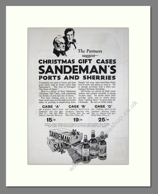 Sandeman's - Ports And Sherries. Vintage Advert 1926 (ref AD65041)