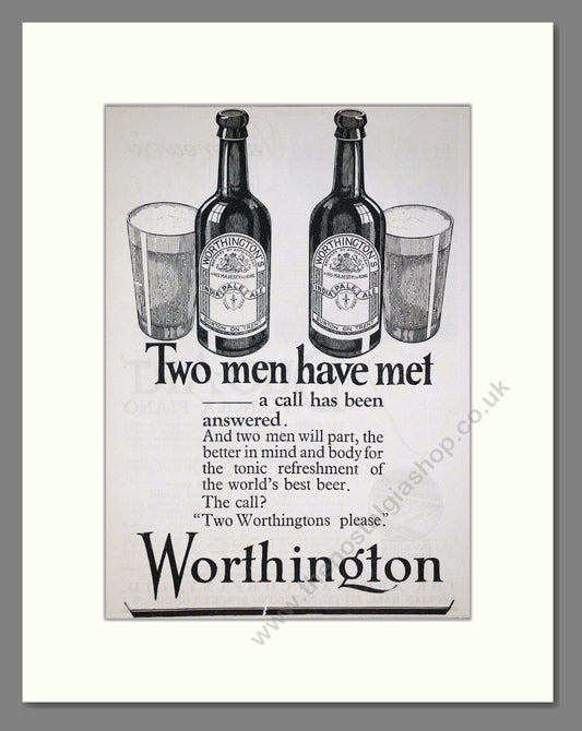 Worthington - Beer - Two Men. Vintage Advert 1924 (ref AD65043)