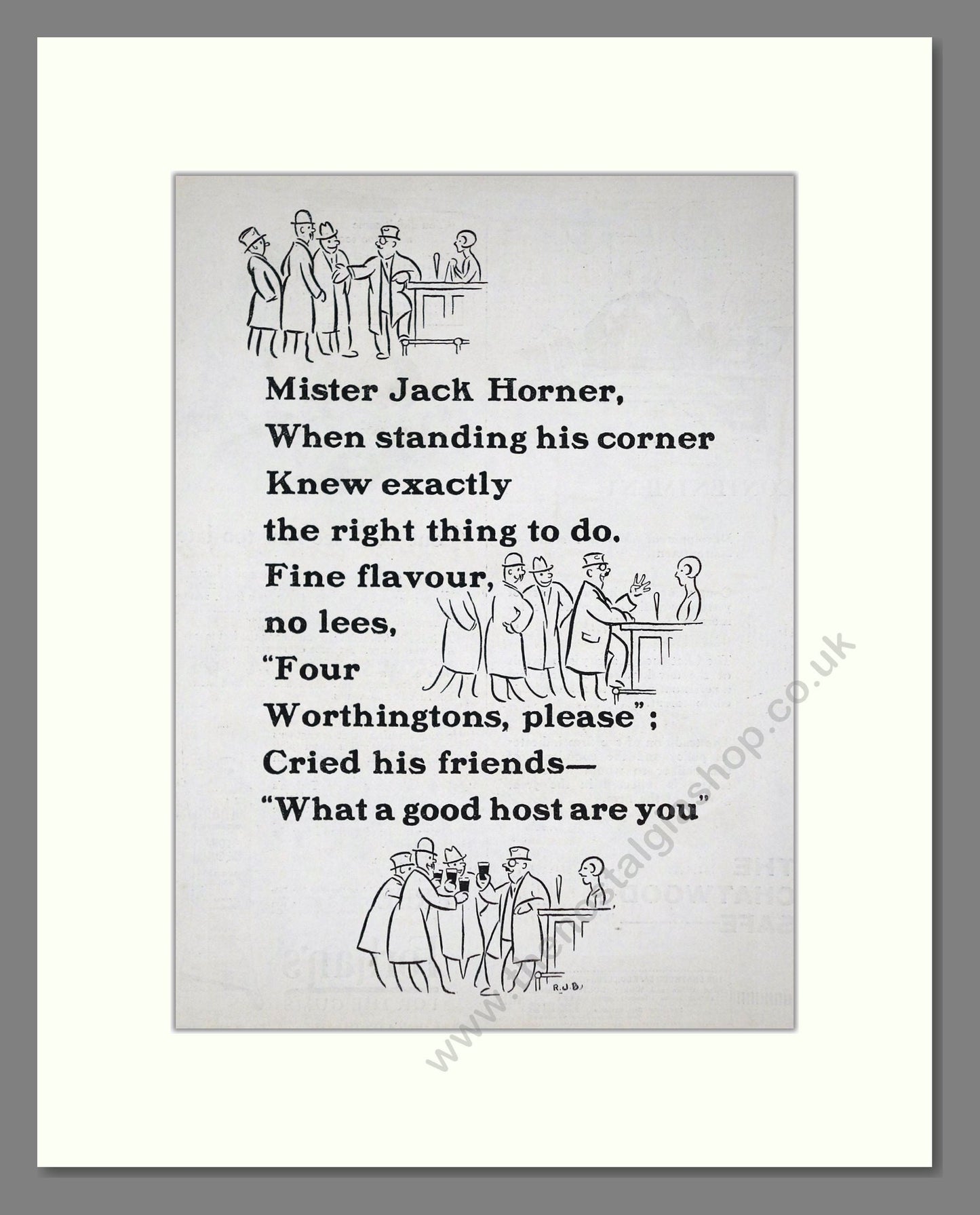 Worthington - Beer - Jack Horner. Vintage Advert 1926 (ref AD65047)