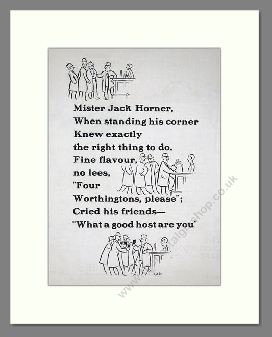 Worthington - Beer - Jack Horner. Vintage Advert 1926 (ref AD65047)